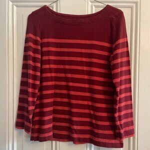 LOFT Striped Quarter Sleeve Top